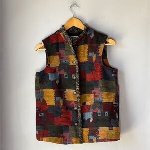 Coldwater Creek Aztec Western Tapestry Patchwork Vest